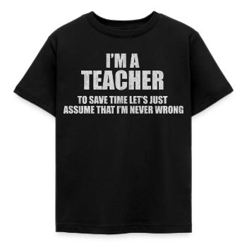 Teacher, Teacher, Teacher, Teacher Occupation, Sub - Kids' T-Shirt - black - Front - AI Model Kid Female (0cm)