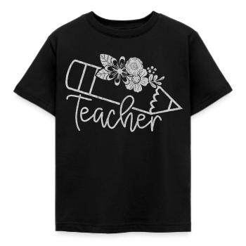 Teacher, Teacher, Teacher, Teacher Occupation, Sub - Kids' T-Shirt - black - Front - AI Model Kid Female (0cm)