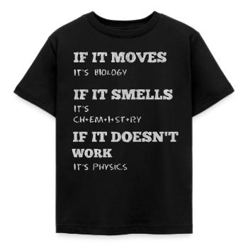 Physics, Physics teacher, Physics studies, Physics stud - Kids' T-Shirt - black - Front - AI Model Kid Female (0cm)