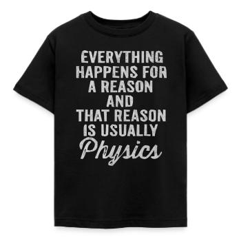 Physics, Physics teacher, Physics studies, Physics stud - Kids' T-Shirt - black - Front - AI Model Kid Female (0cm)