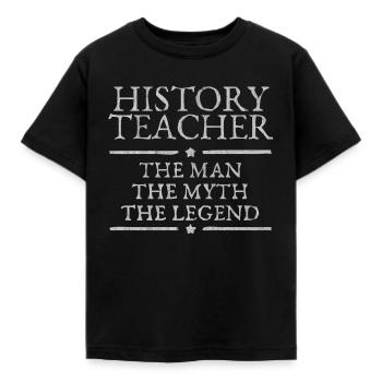 History, history teacher, history teacher, - Kids' T-Shirt - black - Front - AI Model Kid Female (0cm)