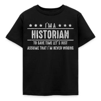 History, history teacher, history teacher, - Kids' T-Shirt - black - Front - AI Model Kid Female (0cm)
