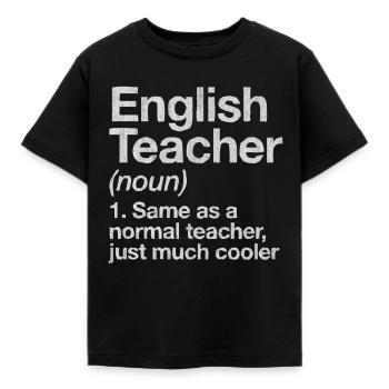 English teacher teacher, English teacher, English - Kids' T-Shirt - black - Front - AI Model Kid Female (0cm)
