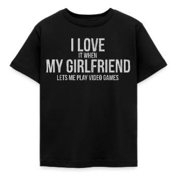 Girlfriend, boyfriend, girlfriend, friend, relationship - Kids' T-Shirt - black - Front - AI Model Kid Female (0cm)