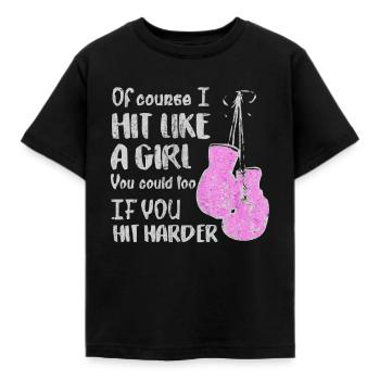 Boxing, boxing training, boxing team, boxing gloves, boxing - Kids' T-Shirt - black - Front - AI Model Kid Female (0cm)