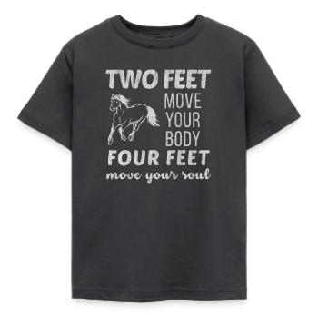 Pferd, Pferde, Reiten, Reiterin, Hengst, Rennen, S - Kinder T-Shirt - Dunkelgrau - Vorne - AI Model Kid Female (0cm)