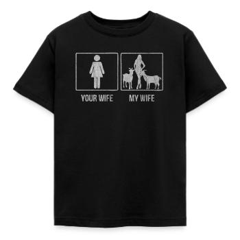 Chèvre, chèvres, drôle de chèvre, animaux de la ferme, ferme - T-shirt Enfant - noir - Devant - AI Model Kid Female (0cm)
