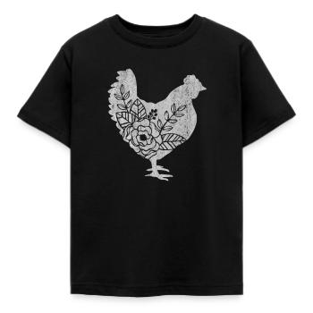 Poulet, poulet, poulet, poulet, coq, loin - T-shirt Enfant - noir - Devant - AI Model Kid Female (0cm)