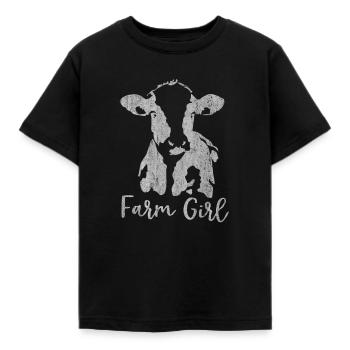 Vache, Vaches, Animaux de ferme, Animaux de ferme Vaches, Lait - T-shirt Enfant - noir - Devant - AI Model Kid Female (0cm)