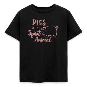 Porc, cochon, cochon, porcin, ferme - T-shirt Enfant - noir - Devant - AI Model Kid Female (0cm)