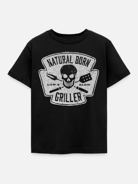 Grillen, Grill, Grill wetter, Fleisch grillen, Pap - Kinder T-Shirt - Schwarz