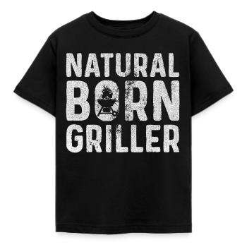 Grillen, Grill, Grill wetter, Fleisch grillen, Pap - Kinder T-Shirt - Schwarz - Vorne - AI Model Kid Female (0cm)