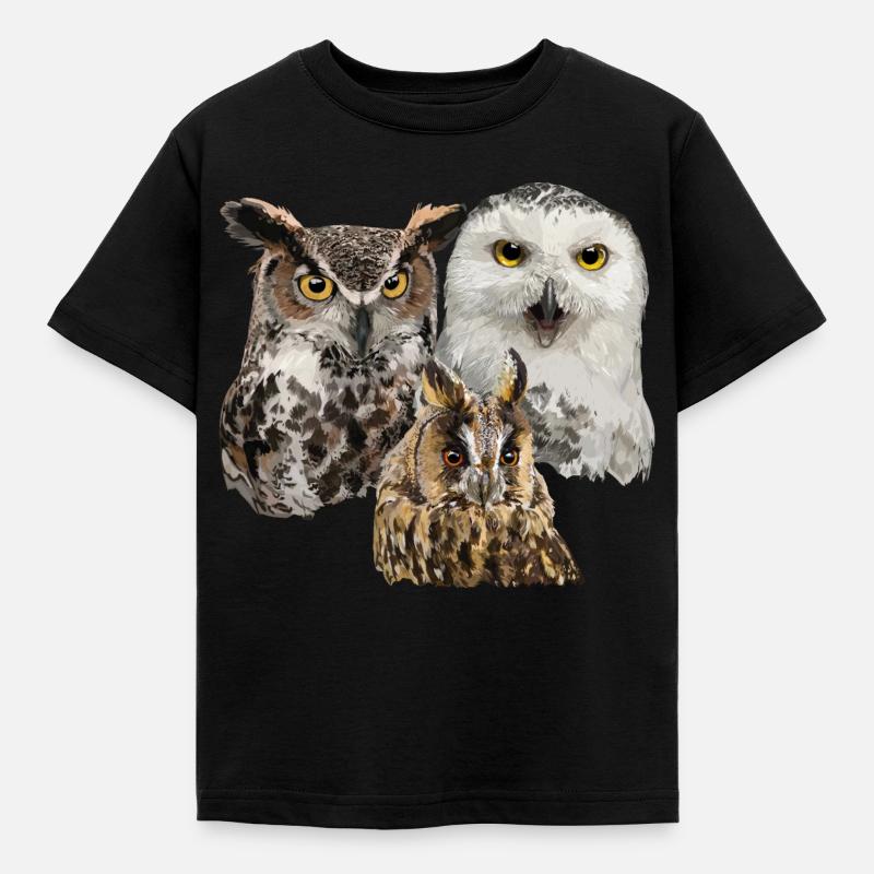 Eulen - Kinder T-Shirt - Schwarz