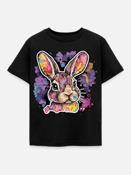 Strahlender Hase - das Kunstwerk - Kinder T-Shirt - Schwarz