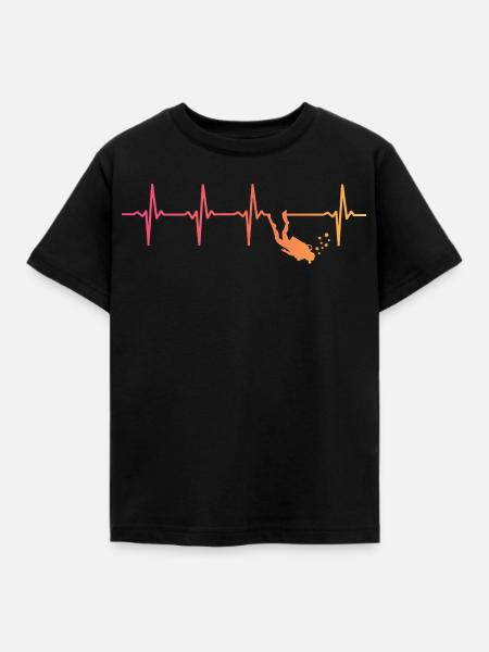 Tauchen Herzschlag Taucher - Kinder T-Shirt - Schwarz