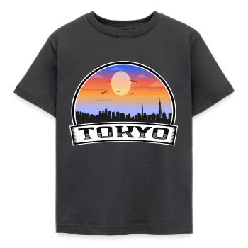 Tokyo Japon Skyline Vintage Sunset Souvenir de voyage - T-shirt Enfant - charbon - Devant - AI Model Kid Female (0cm)