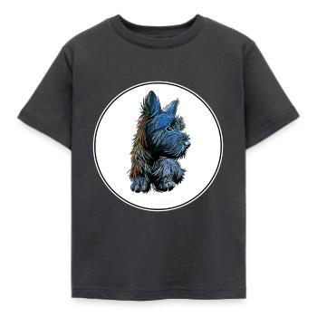 Skye Terrier Dog Watercolor Illustration - Kids' T-Shirt - dark grey - Front - AI Model Kid Female (0cm)