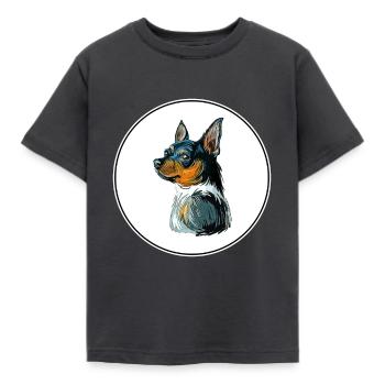 Teddy Roosevelt Terrier Hund Aquarell Illustratio - Kinder T-Shirt - Dunkelgrau - Vorne - AI Model Kid Female (0cm)