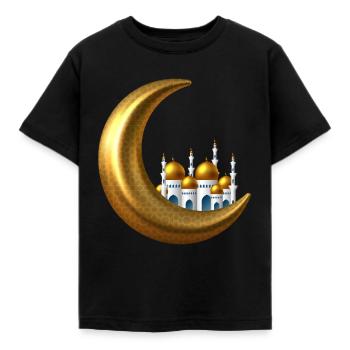 Goldiger Halbmond Islam - Kinder T-Shirt - Schwarz - Vorne - AI Model Kid Female (0cm)