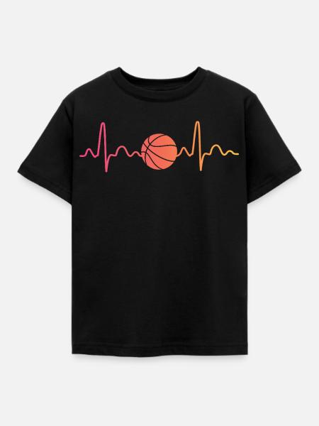 Basketball Herzschlag basketballer - Kinder T-Shirt - Schwarz
