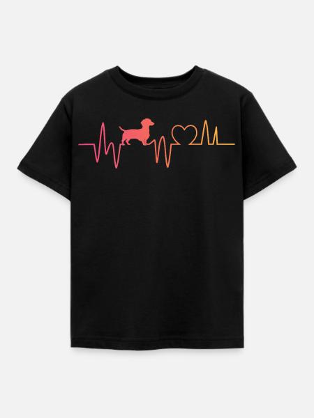 Dackel Herzschlag Dackel - Kinder T-Shirt - Schwarz