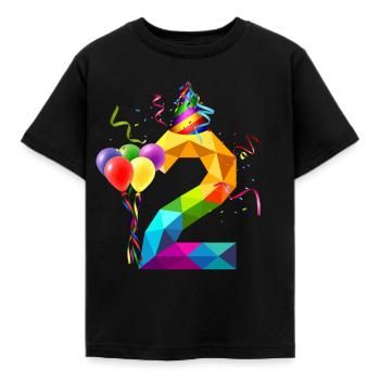 2. GEBURTSTAG - GEBURTSTAGSKIND - 2 JAHRE ALT - Kinder T-Shirt - Schwarz - Vorne - AI Model Kid Female (0cm)