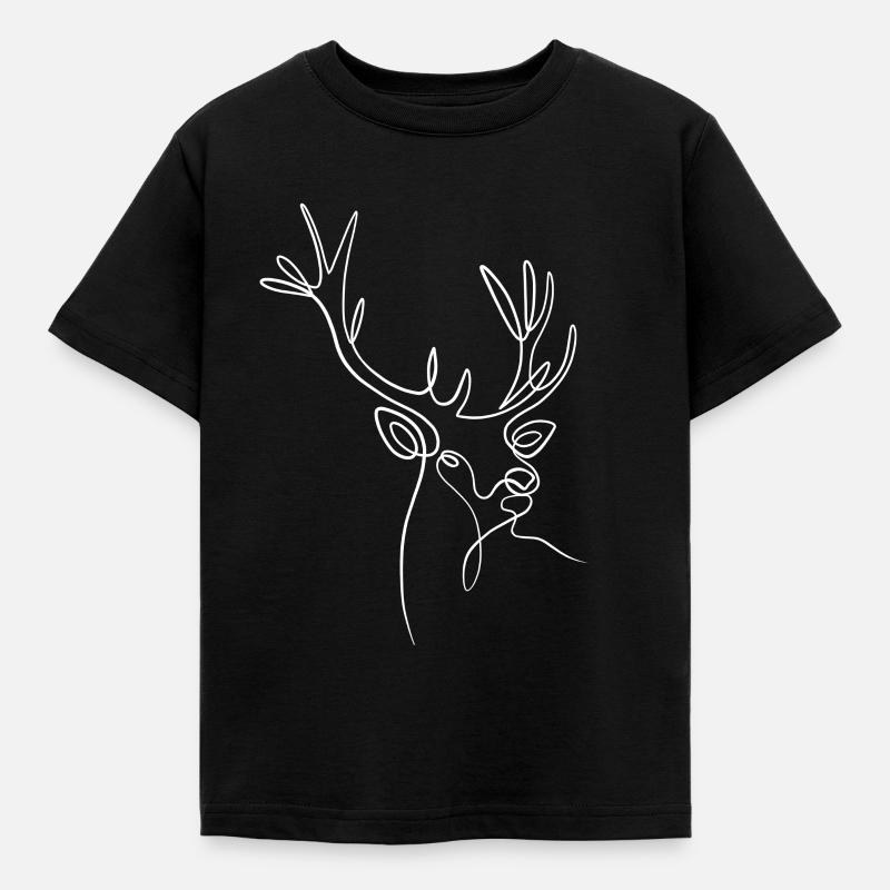 Hirsch eine Linie in wheiss - Kinder T-Shirt - Schwarz