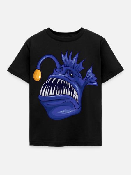 Gruseliger Anglerfisch - Kinder T-Shirt - Schwarz