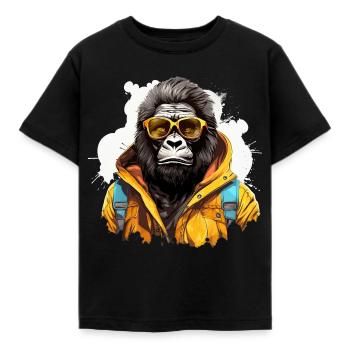 Roi de la jungle urbaine. Gorille dans le style graffiti. - T-shirt Enfant - noir - Devant - AI Model Kid Female (0cm)