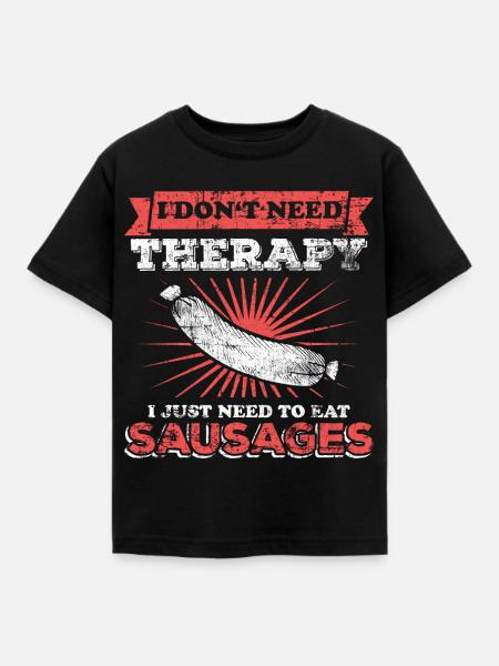 Würstchen Wurst Fleisch - Kinder T-Shirt - Schwarz
