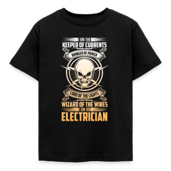 Elektricien stopcontact cadeau elektriciteit - Kinderen T-shirt - zwart - Voor - AI Model Kid Female (0cm)