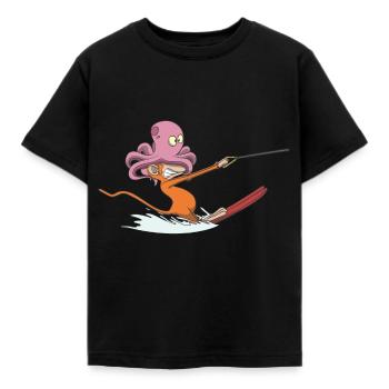 Wasserski Tandem - Kinder T-Shirt - Schwarz - Vorne - AI Model Kid Female (0cm)