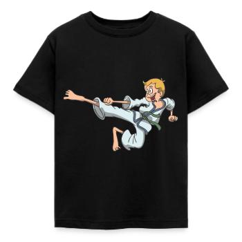 Karate Kind Junge Sprung Kick - Kinder T-Shirt - Schwarz - Vorne - AI Model Kid Female (0cm)