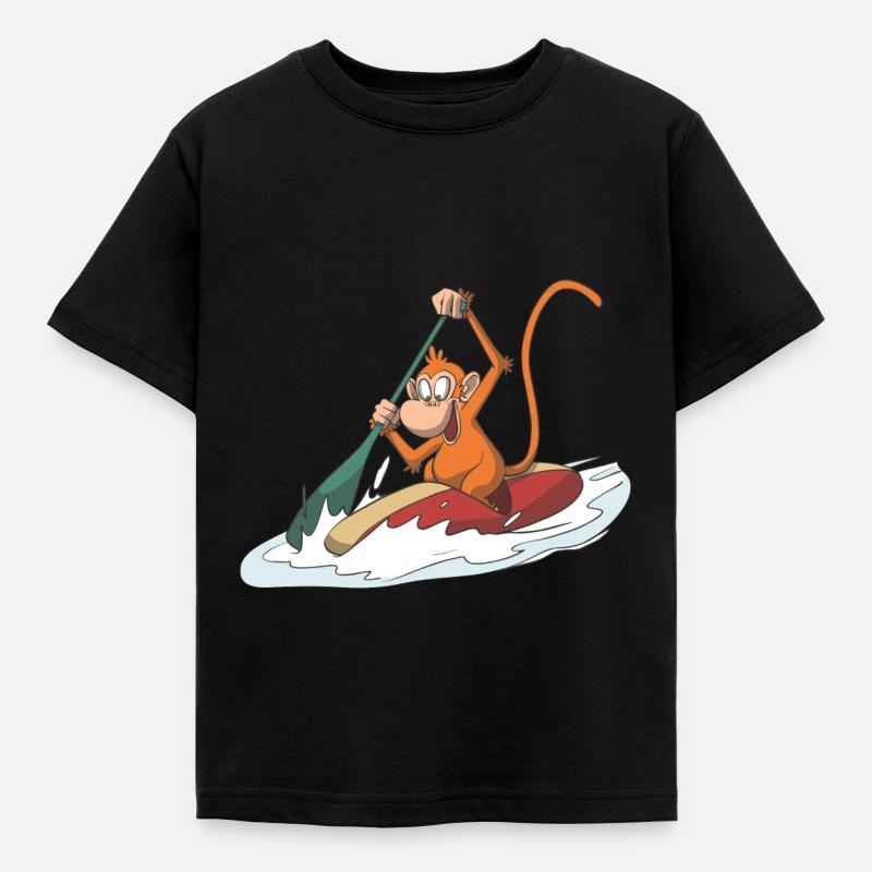 Monkey in a canoe - Kids' T-Shirt - black