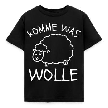 LUSTIGE SCHAF GESCHENKIDEE, KOMME WAS WOLLE SPRUCH - Kinder T-Shirt - Schwarz - Vorne - AI Model Kid Female (0cm)