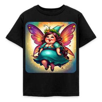 Cute fat fairy with wings - Kids' T-Shirt - black - Front - AI Model Kid Female (0cm)
