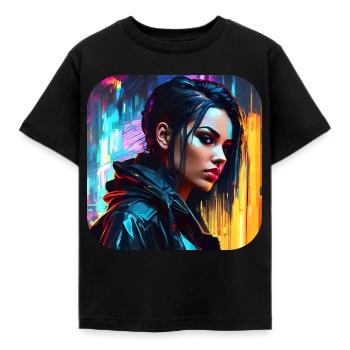 Cooles Goth Cyberpunk Girl - Kinder T-Shirt - Schwarz - Vorne - AI Model Kid Female (0cm)