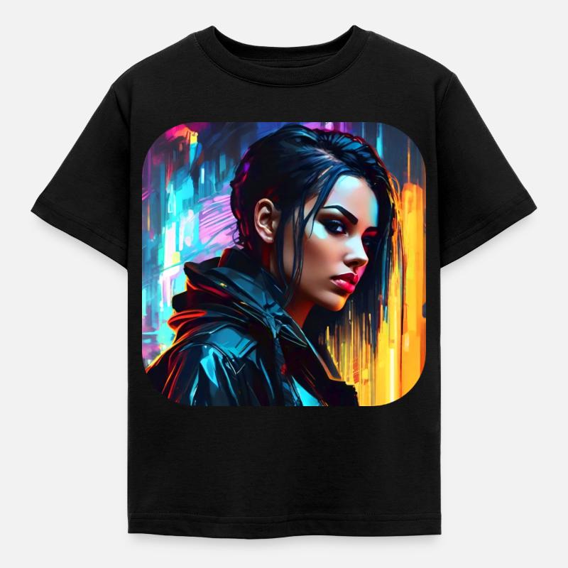 Fille Cool Goth Cyberpunk - T-shirt Enfant - noir