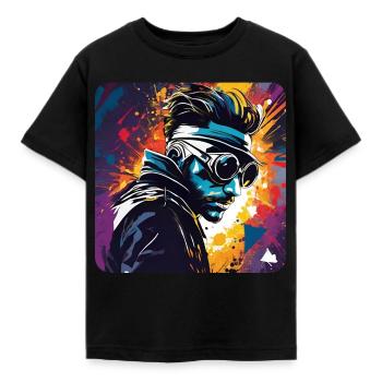 Cooler Steampunk Mann mit Brille - Kinder T-Shirt - Schwarz - Vorne - AI Model Kid Female (0cm)