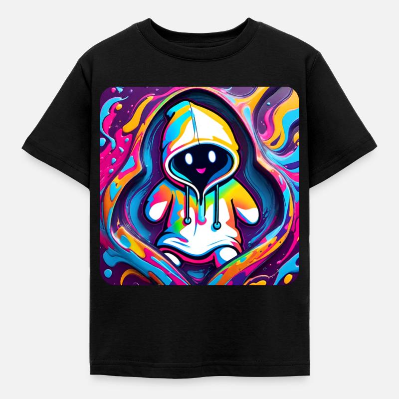 Cooles Graffiti Gespenst mit Hoodie - Kinder T-Shirt - Schwarz