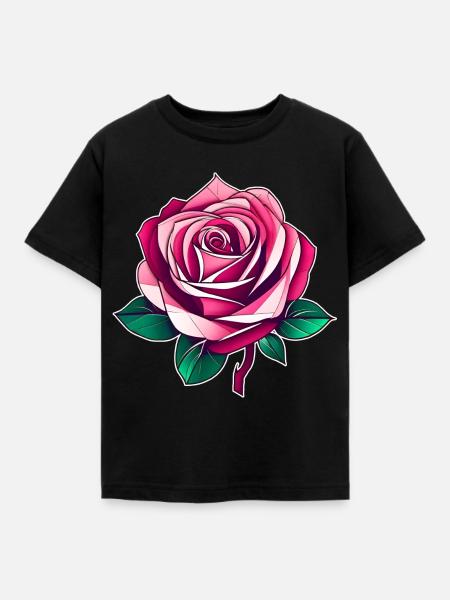 Rosa Rose III - Kinder T-Shirt - Schwarz