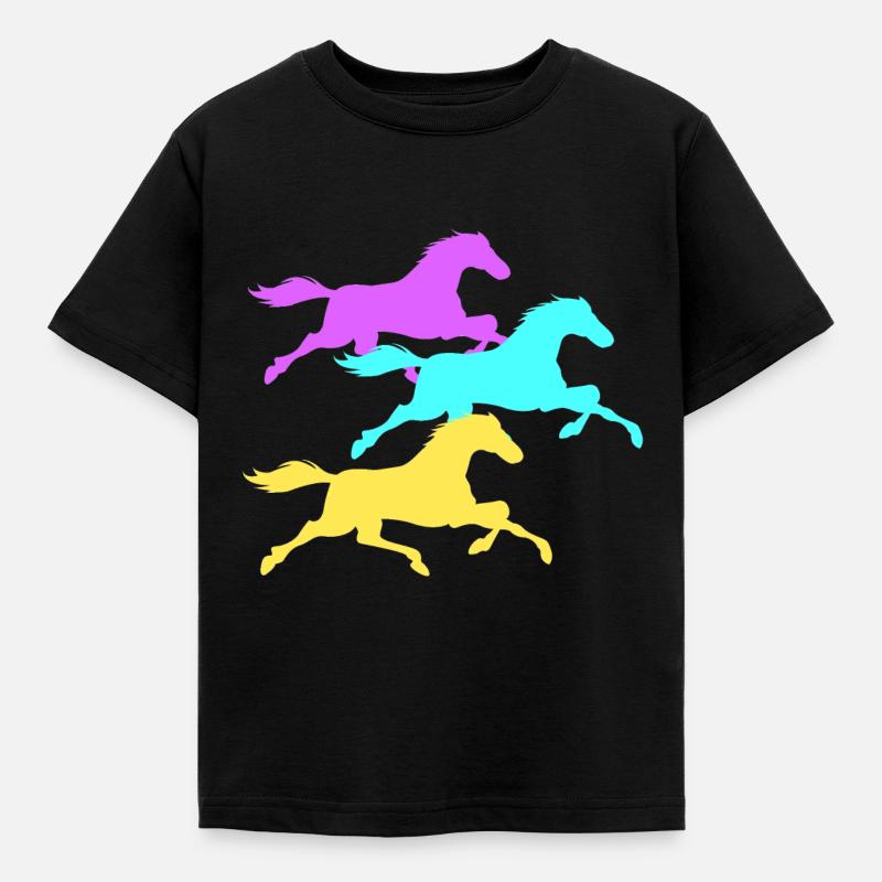Pferd - Kinder T-Shirt - Schwarz