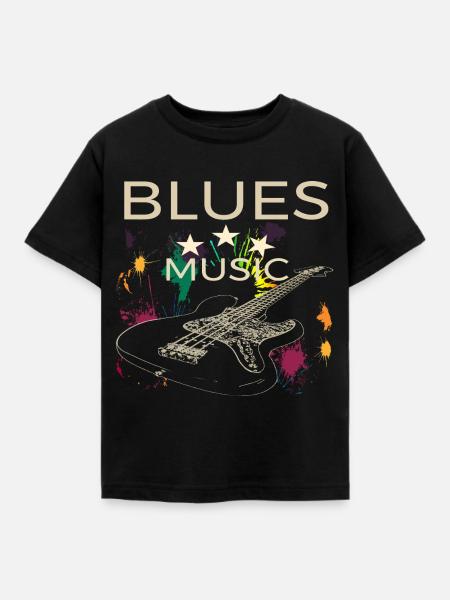 Blues Music Basse Guitare Artistique Design - T-shirt Enfant - noir