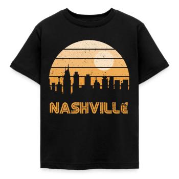 Rétro, coucher soleil, Nashville - T-shirt Enfant - noir - Devant - AI Model Kid Female (0cm)