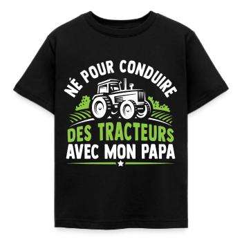 Né pour conduire des tracteurs avec mon papa - T-shirt Enfant - noir - Devant - AI Model Kid Female (0cm)