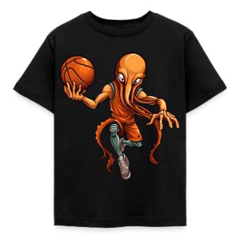 Basketball Squid - Kids' T-Shirt - black - Front - AI Model Kid Female (0cm)