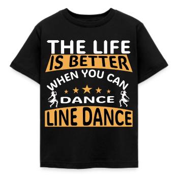 Country Western Dancing Cowboy Line Dance - Kids' T-Shirt - black - Front - AI Model Kid Female (0cm)