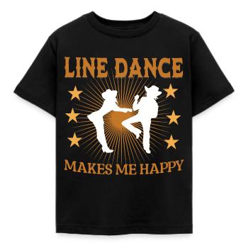 Country Western Dancing Cowboy Line Dance - Kids' T-Shirt - black - Front - AI Model Kid Female (0cm)