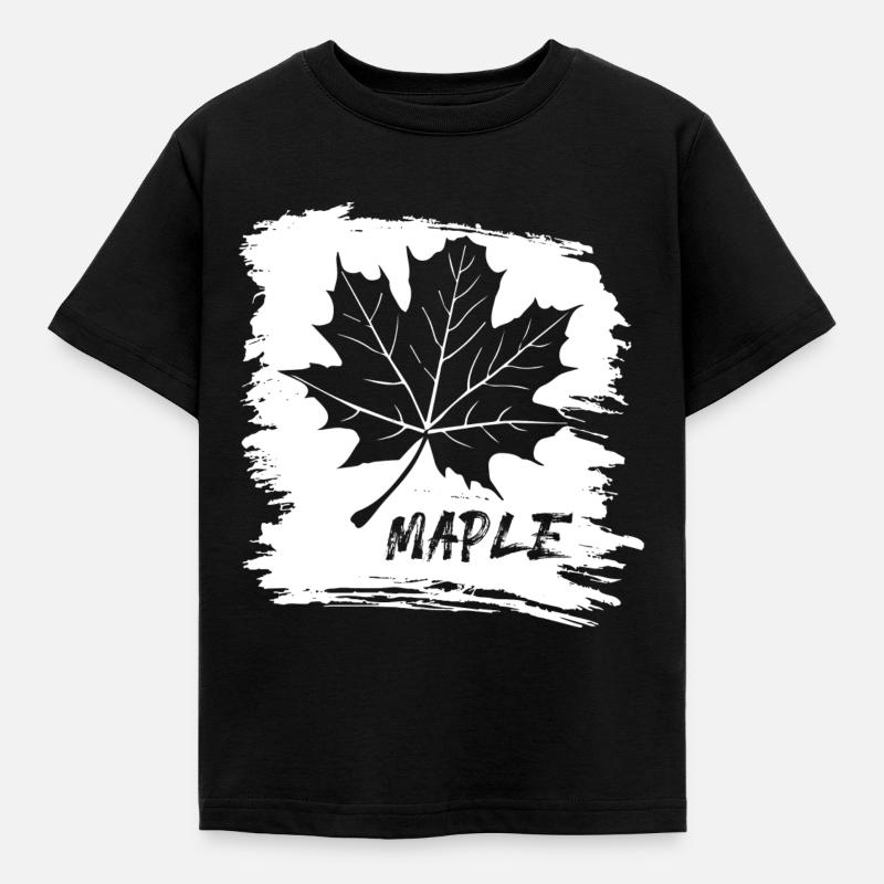 Érable. Canada. Feuille. - T-shirt Enfant - noir
