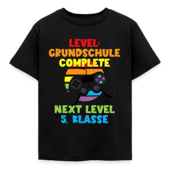 Grundschule geschafft - Next level 5.Klasse - Kinder T-Shirt - Schwarz - Vorne - AI Model Kid Female (0cm)